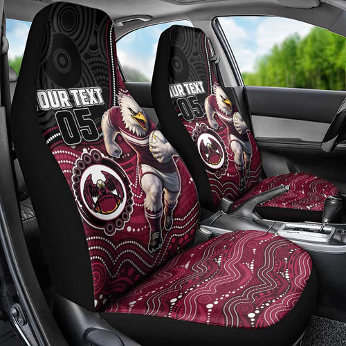 Custom Sea Eagles Car Seat Cover Bird Mascot With Aboriginal Indigenous