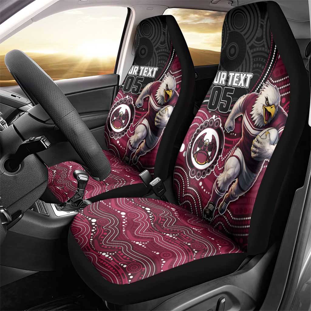 Custom Sea Eagles Car Seat Cover Bird Mascot With Aboriginal Indigenous