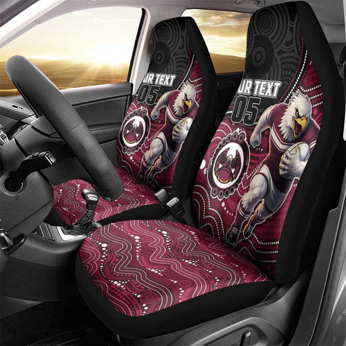 Custom Sea Eagles Car Seat Cover Bird Mascot With Aboriginal Indigenous