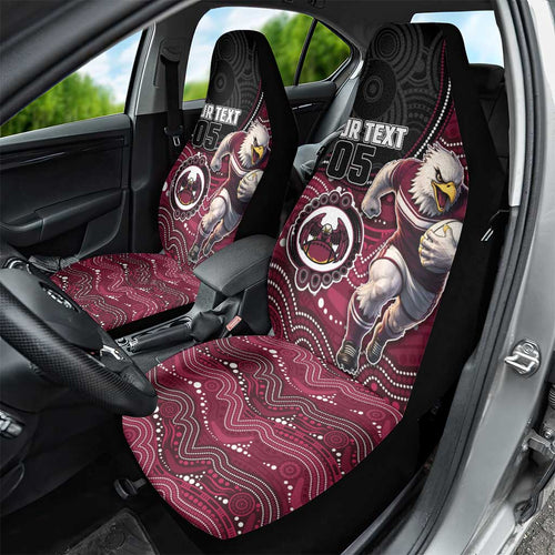 Custom Sea Eagles Car Seat Cover Bird Mascot With Aboriginal Indigenous