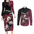 Custom Sea Eagles Couples Matching Long Sleeve Bodycon Dress and Long Sleeve Button Shirt Bird Mascot With Aboriginal Indigenous