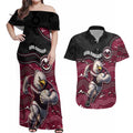 Custom Sea Eagles Couples Matching Off Shoulder Maxi Dress and Hawaiian Shirt Bird Mascot With Aboriginal Indigenous