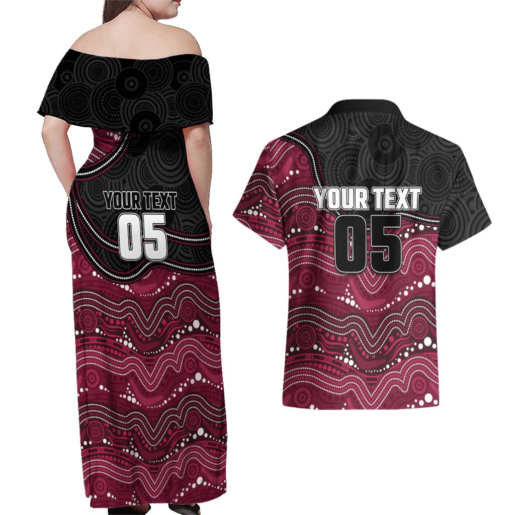 Custom Sea Eagles Couples Matching Off Shoulder Maxi Dress and Hawaiian Shirt Bird Mascot With Aboriginal Indigenous