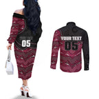 Custom Sea Eagles Couples Matching Off The Shoulder Long Sleeve Dress and Long Sleeve Button Shirt Bird Mascot With Aboriginal Indigenous