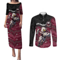 Custom Sea Eagles Couples Matching Puletasi and Long Sleeve Button Shirt Bird Mascot With Aboriginal Indigenous