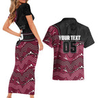 Custom Sea Eagles Couples Matching Short Sleeve Bodycon Dress and Hawaiian Shirt Bird Mascot With Aboriginal Indigenous