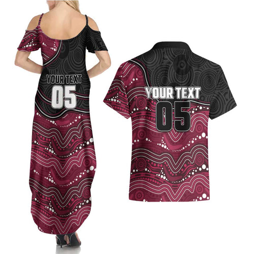 Custom Sea Eagles Couples Matching Summer Maxi Dress and Hawaiian Shirt Bird Mascot With Aboriginal Indigenous