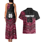 Custom Sea Eagles Couples Matching Tank Maxi Dress and Hawaiian Shirt Bird Mascot With Aboriginal Indigenous