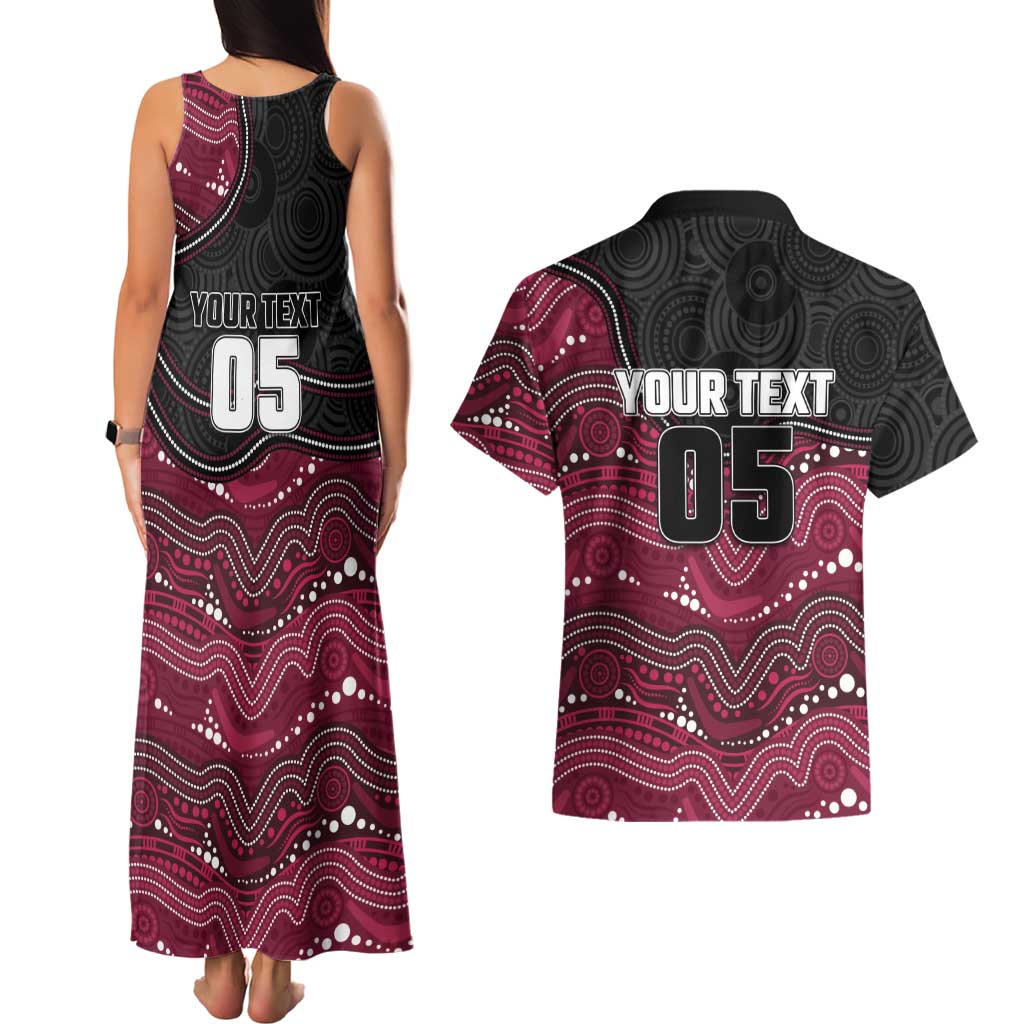 Custom Sea Eagles Couples Matching Tank Maxi Dress and Hawaiian Shirt Bird Mascot With Aboriginal Indigenous
