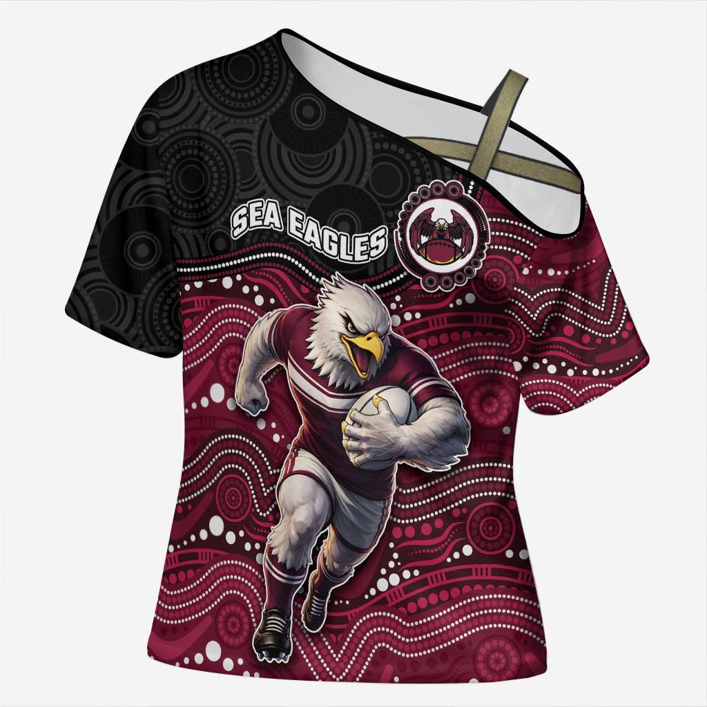 Custom Sea Eagles Cross Shoulder Shirt Bird Mascot With Aboriginal Indigenous