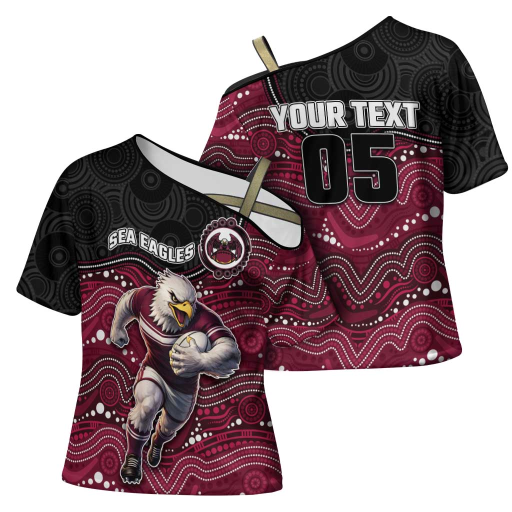 Custom Sea Eagles Cross Shoulder Shirt Bird Mascot With Aboriginal Indigenous