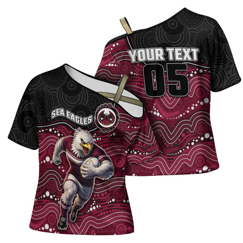 Custom Sea Eagles Cross Shoulder Shirt Bird Mascot With Aboriginal Indigenous