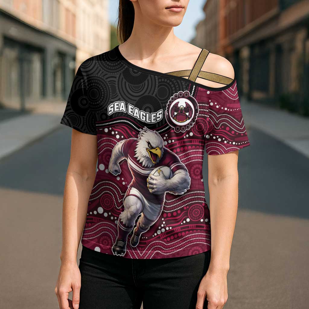 Custom Sea Eagles Cross Shoulder Shirt Bird Mascot With Aboriginal Indigenous
