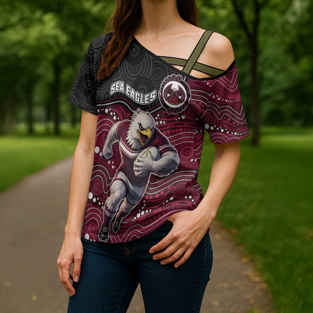 Custom Sea Eagles Cross Shoulder Shirt Bird Mascot With Aboriginal Indigenous