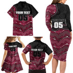 Custom Sea Eagles Family Matching Long Sleeve Bodycon Dress and Hawaiian Shirt Bird Mascot With Aboriginal Indigenous