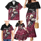 Custom Sea Eagles Family Matching Mermaid Dress and Hawaiian Shirt Bird Mascot With Aboriginal Indigenous