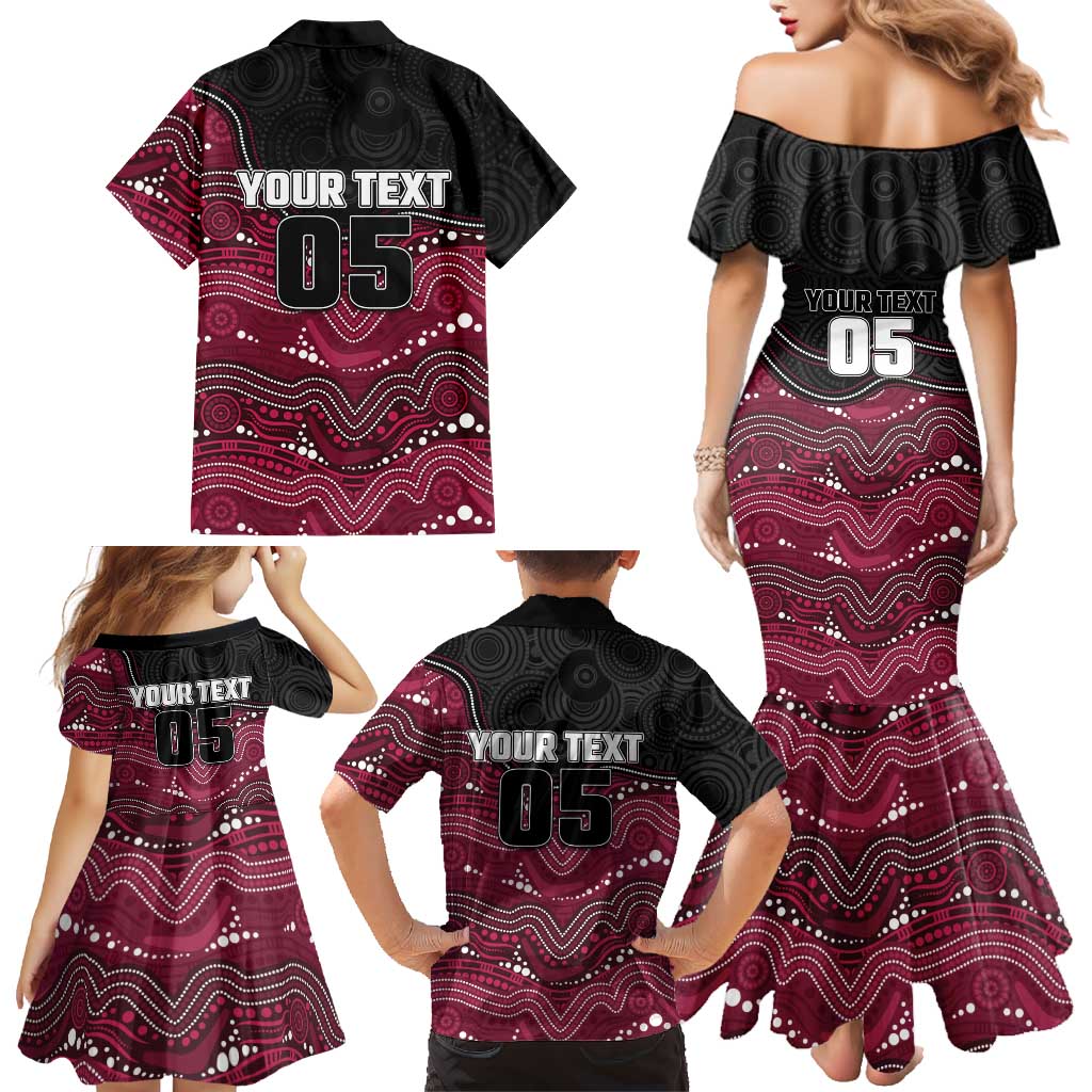 Custom Sea Eagles Family Matching Mermaid Dress and Hawaiian Shirt Bird Mascot With Aboriginal Indigenous