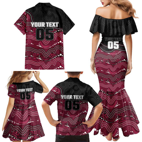 Custom Sea Eagles Family Matching Mermaid Dress and Hawaiian Shirt Bird Mascot With Aboriginal Indigenous