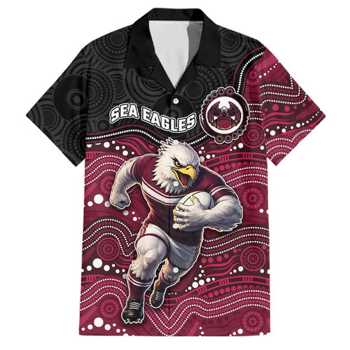 Custom Sea Eagles Family Matching Mermaid Dress and Hawaiian Shirt Bird Mascot With Aboriginal Indigenous