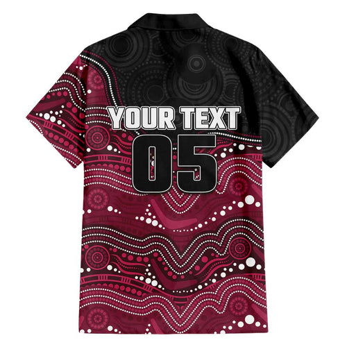 Custom Sea Eagles Family Matching Off The Shoulder Long Sleeve Dress and Hawaiian Shirt Bird Mascot With Aboriginal Indigenous