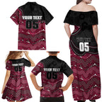 Custom Sea Eagles Family Matching Off Shoulder Maxi Dress and Hawaiian Shirt Bird Mascot With Aboriginal Indigenous