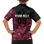 Custom Sea Eagles Family Matching Short Sleeve Bodycon Dress and Hawaiian Shirt Bird Mascot With Aboriginal Indigenous