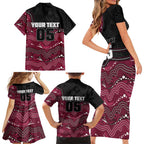 Custom Sea Eagles Family Matching Short Sleeve Bodycon Dress and Hawaiian Shirt Bird Mascot With Aboriginal Indigenous
