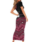 Custom Sea Eagles Family Matching Short Sleeve Bodycon Dress and Hawaiian Shirt Bird Mascot With Aboriginal Indigenous