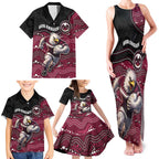 Custom Sea Eagles Family Matching Tank Maxi Dress and Hawaiian Shirt Bird Mascot With Aboriginal Indigenous