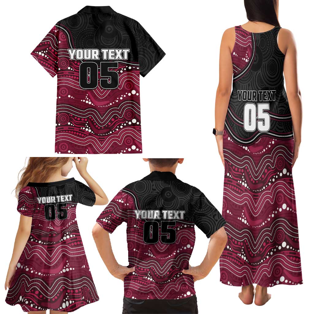 Custom Sea Eagles Family Matching Tank Maxi Dress and Hawaiian Shirt Bird Mascot With Aboriginal Indigenous