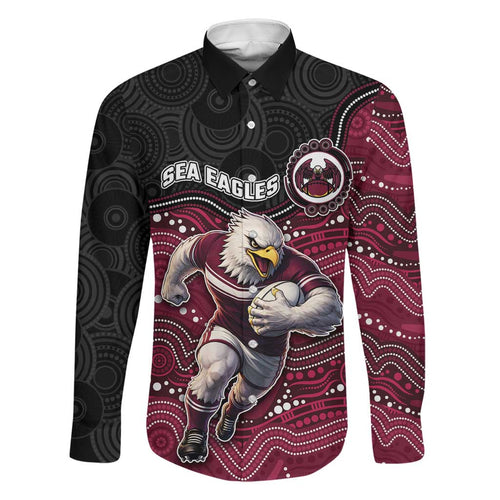 Custom Sea Eagles Family Matching Tank Maxi Dress and Hawaiian Shirt Bird Mascot With Aboriginal Indigenous