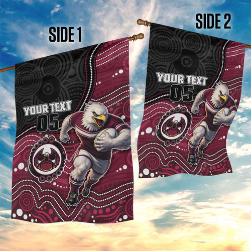 Custom Sea Eagles Garden Flag Bird Mascot With Aboriginal Indigenous