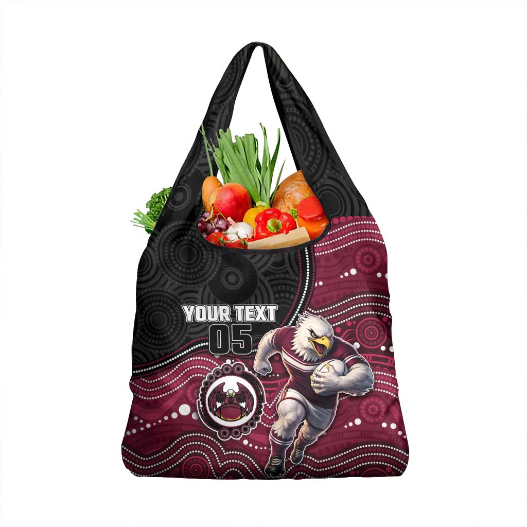 Custom Sea Eagles Grocery Bag Bird Mascot With Aboriginal Indigenous