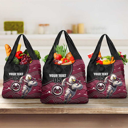 Custom Sea Eagles Grocery Bag Bird Mascot With Aboriginal Indigenous