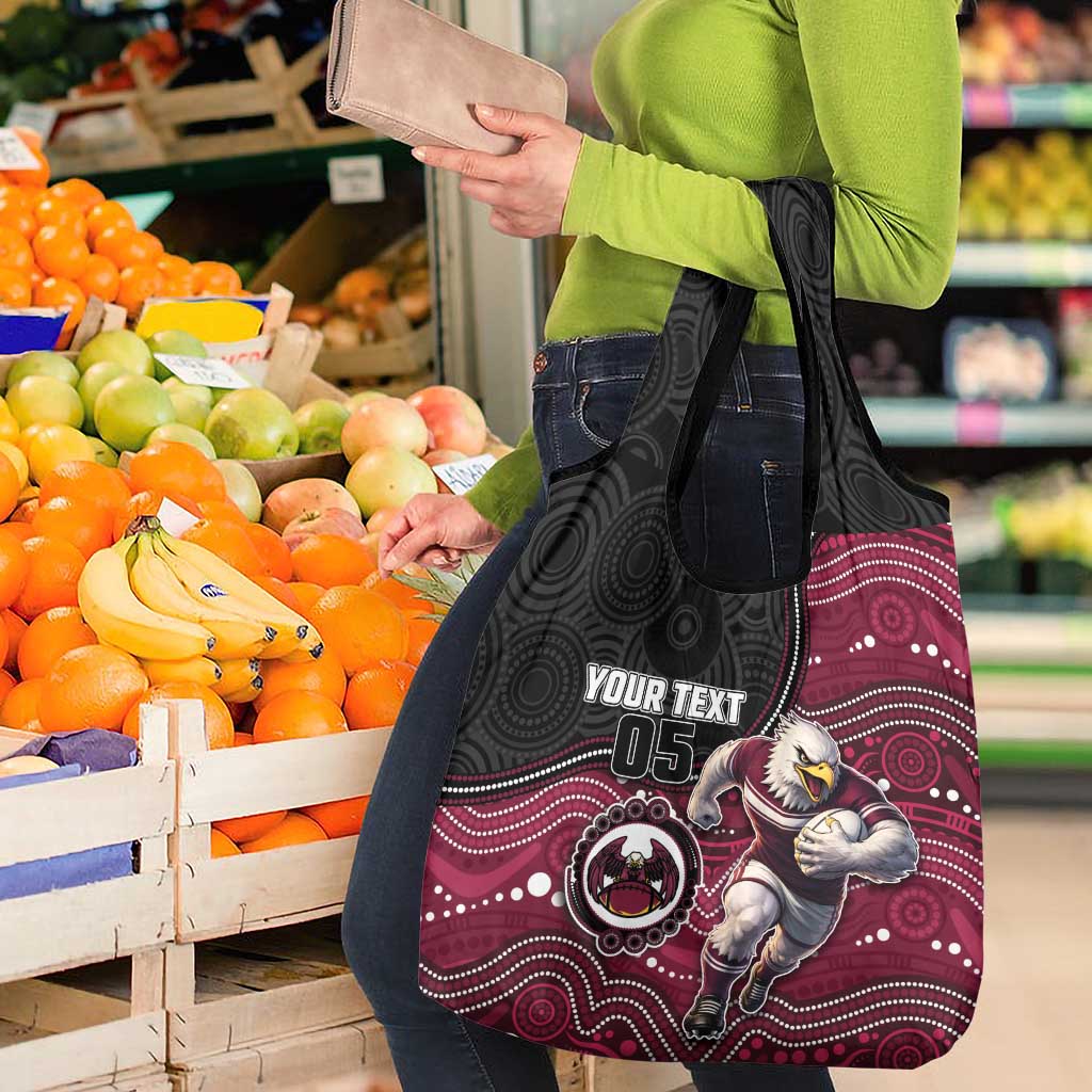 Custom Sea Eagles Grocery Bag Bird Mascot With Aboriginal Indigenous