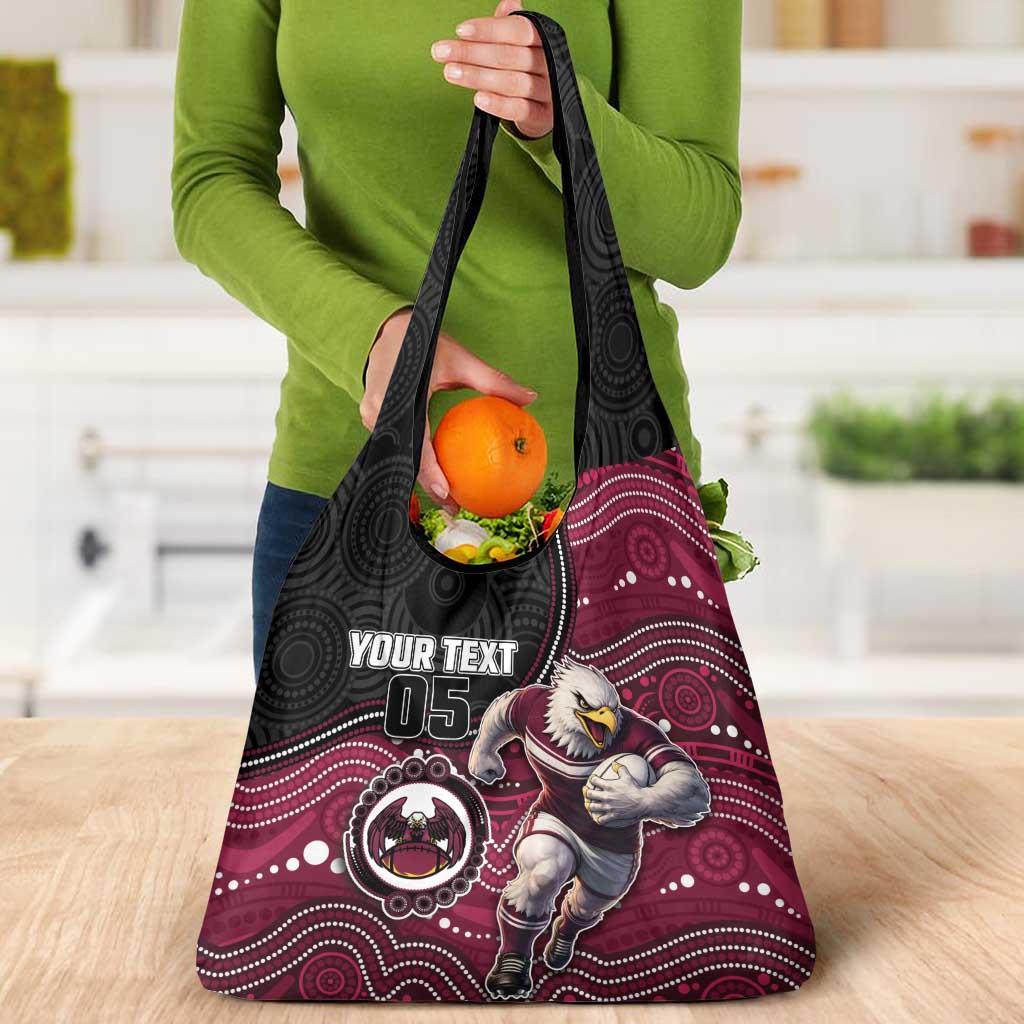 Custom Sea Eagles Grocery Bag Bird Mascot With Aboriginal Indigenous