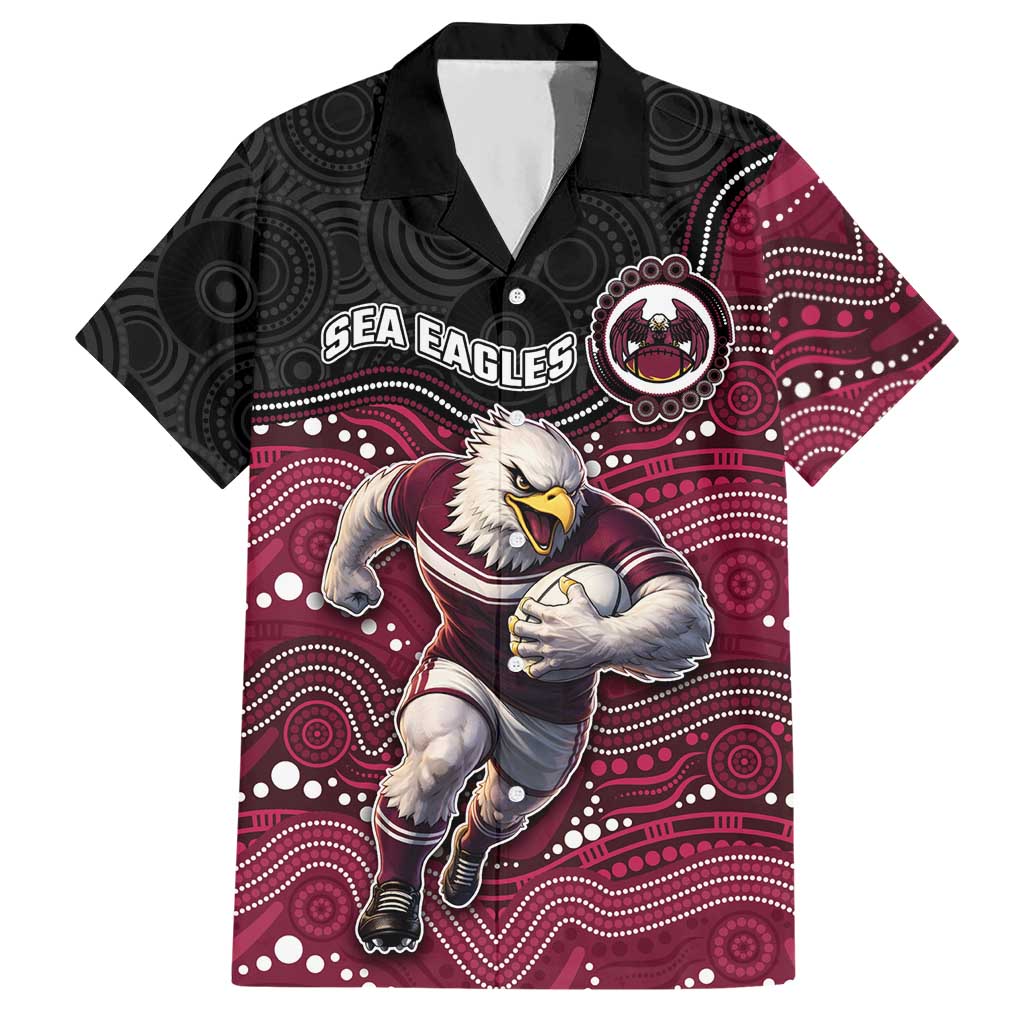 Custom Sea Eagles Hawaiian Shirt Bird Mascot With Aboriginal Indigenous