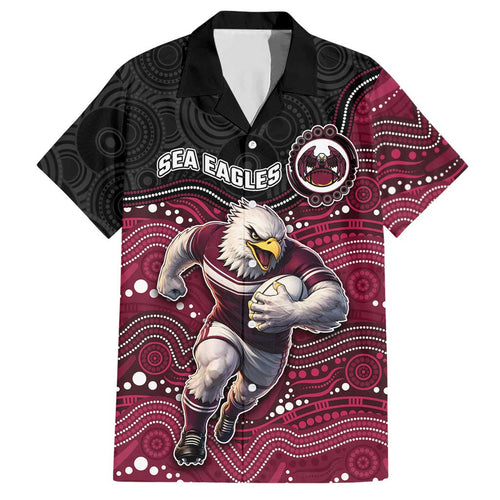 Custom Sea Eagles Hawaiian Shirt Bird Mascot With Aboriginal Indigenous