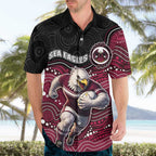 Custom Sea Eagles Hawaiian Shirt Bird Mascot With Aboriginal Indigenous
