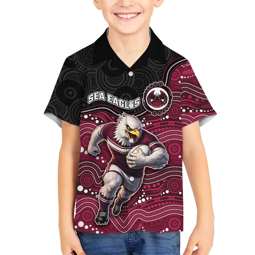 Custom Sea Eagles Hawaiian Shirt Bird Mascot With Aboriginal Indigenous