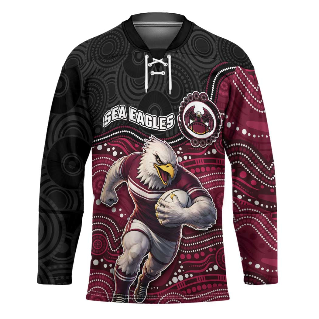 Custom Sea Eagles Hockey Jersey Bird Mascot With Aboriginal Indigenous