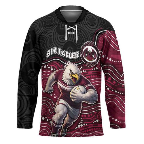 Custom Sea Eagles Hockey Jersey Bird Mascot With Aboriginal Indigenous