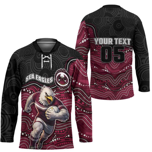 Custom Sea Eagles Hockey Jersey Bird Mascot With Aboriginal Indigenous