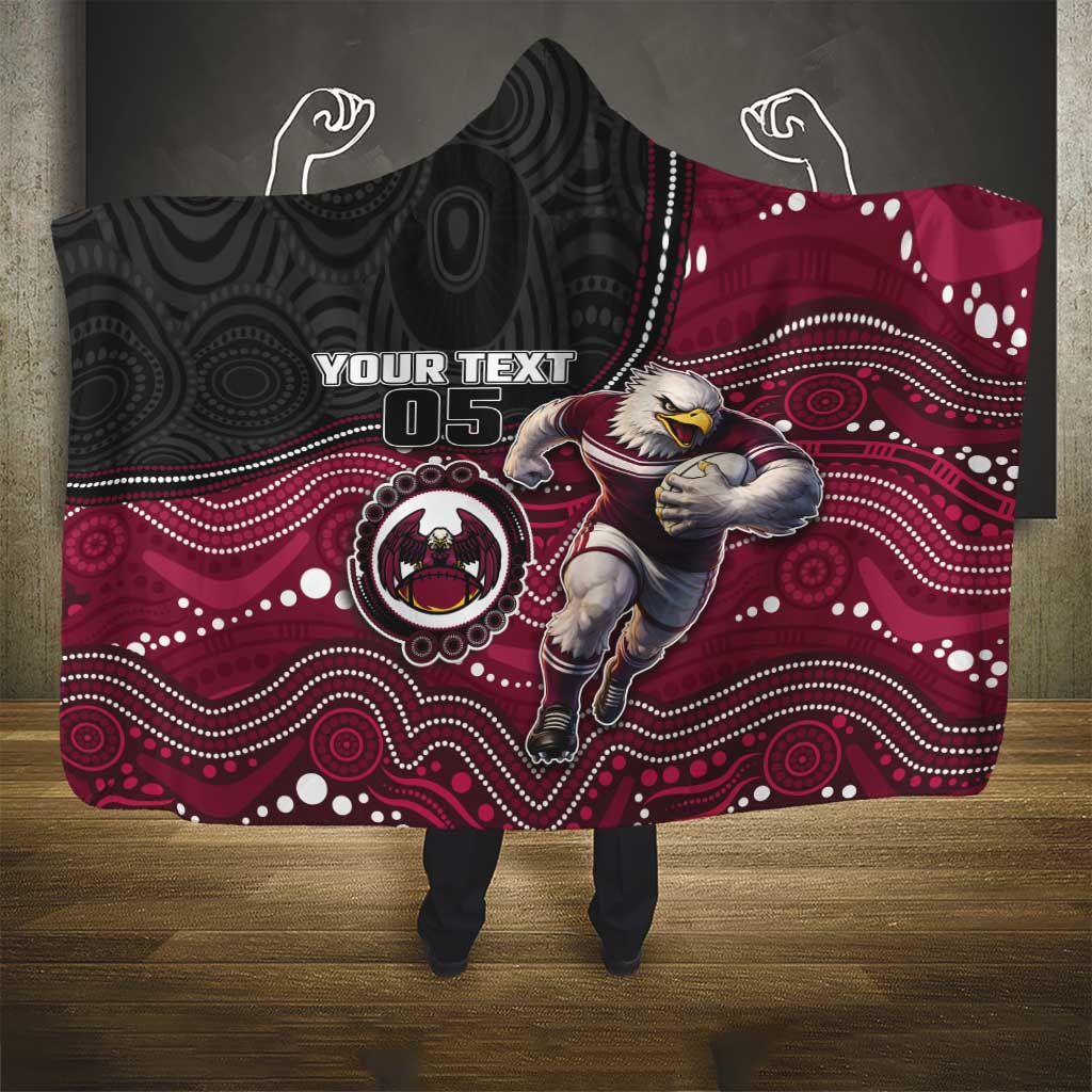 Custom Sea Eagles Hooded Blanket Bird Mascot With Aboriginal Indigenous