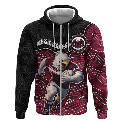 Custom Sea Eagles Hoodie Bird Mascot With Aboriginal Indigenous