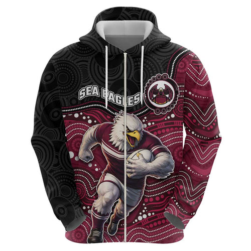Custom Sea Eagles Hoodie Bird Mascot With Aboriginal Indigenous