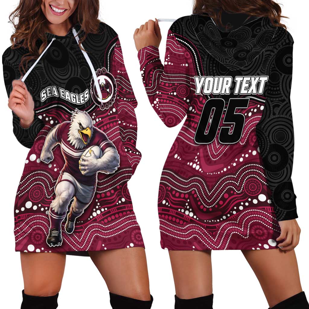 Custom Sea Eagles Hoodie Dress Bird Mascot With Aboriginal Indigenous