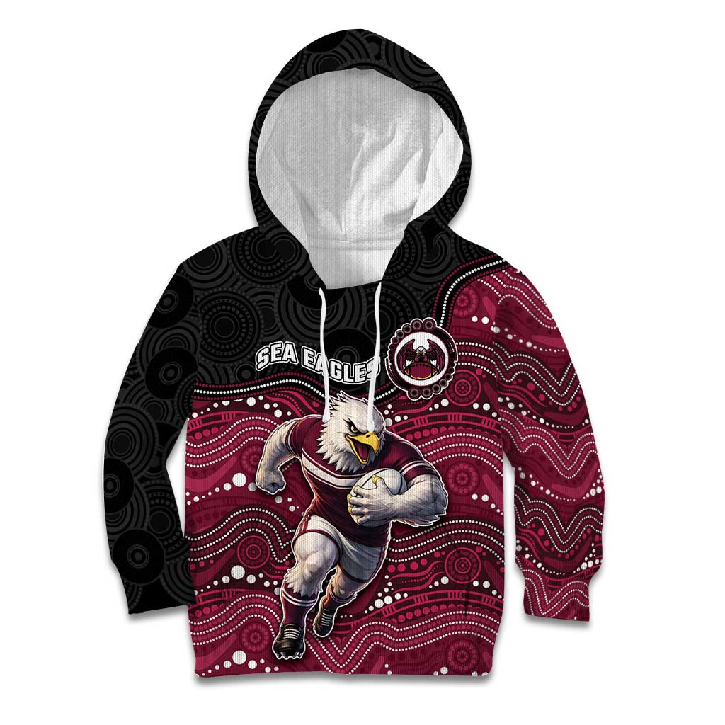 Custom Sea Eagles Kid Hoodie Bird Mascot With Aboriginal Indigenous