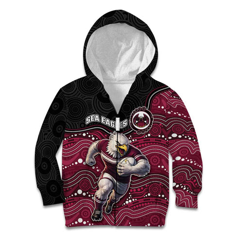 Custom Sea Eagles Kid Hoodie Bird Mascot With Aboriginal Indigenous