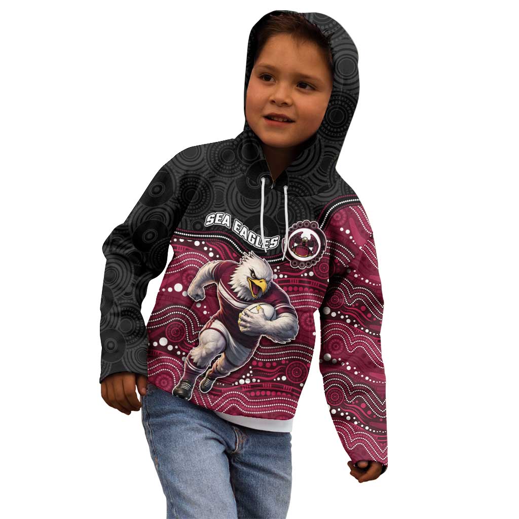 Custom Sea Eagles Kid Hoodie Bird Mascot With Aboriginal Indigenous